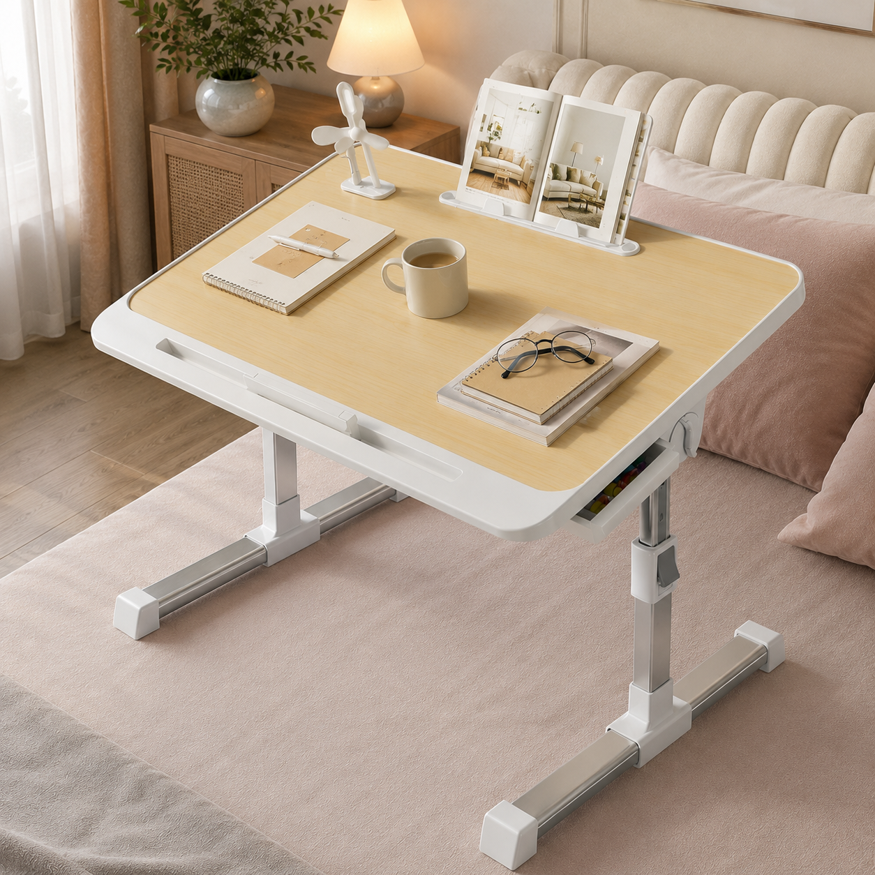 FlexDesk Pro™|高さ調整・角度調整・収納・USB搭載 オールインワンベッドデスク