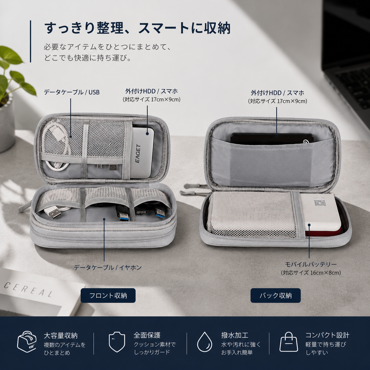 CarryVault Pro™ | 持ち運ぶ・整理する ガジェット収納ポーチ