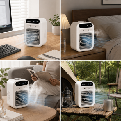 CoolMist Air™｜USB充電式卓上冷却ミストファン・2段階風量・静音設計