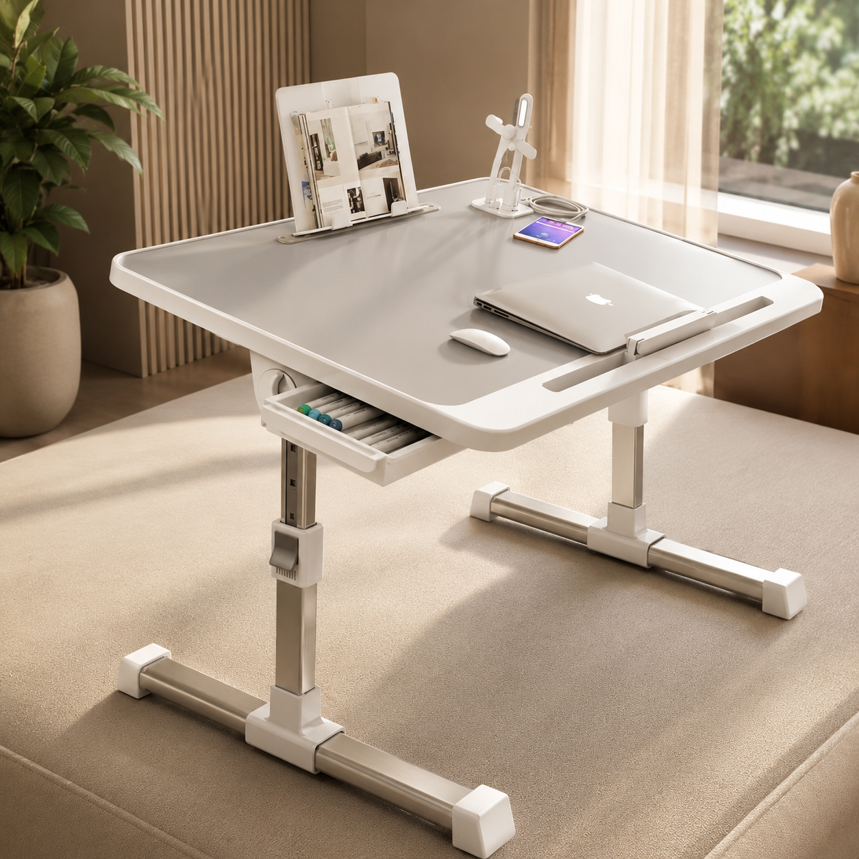 FlexDesk Pro™｜高さ調整・角度調整・収納・USB搭載 オールインワンベッドデスク