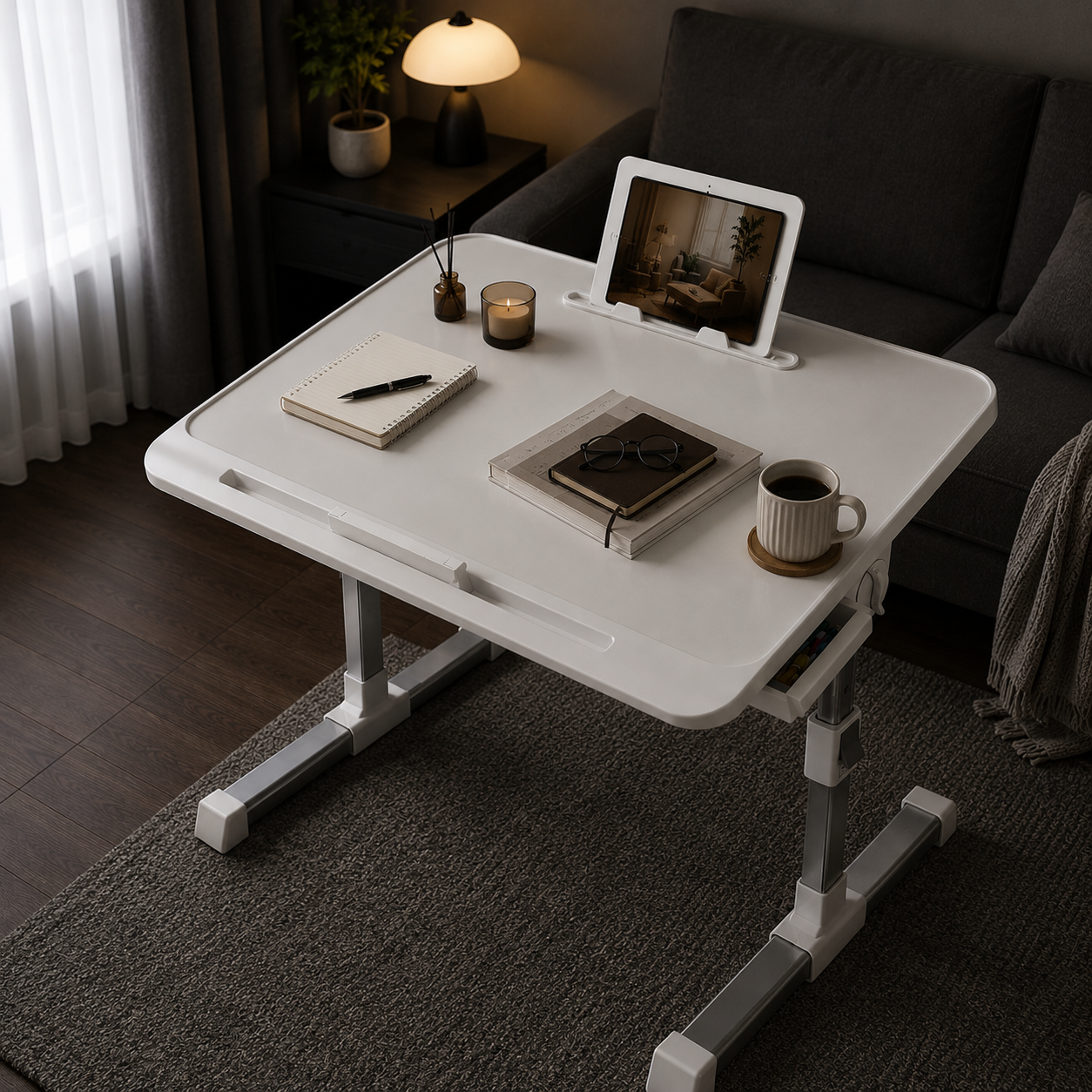 FlexDesk Pro™｜高さ調整・角度調整・収納・USB搭載 オールインワンベッドデスク